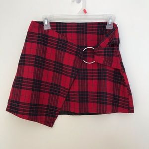 [LF] Seek The Label Red Plaid Skirt